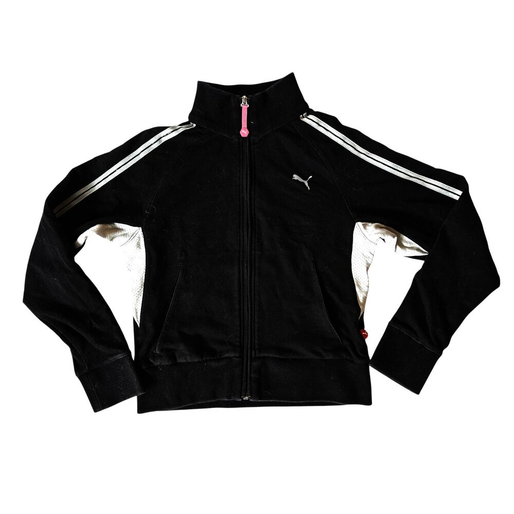 Y2k Puma Zip Up Sporty Sweatshirt Black - Size Small